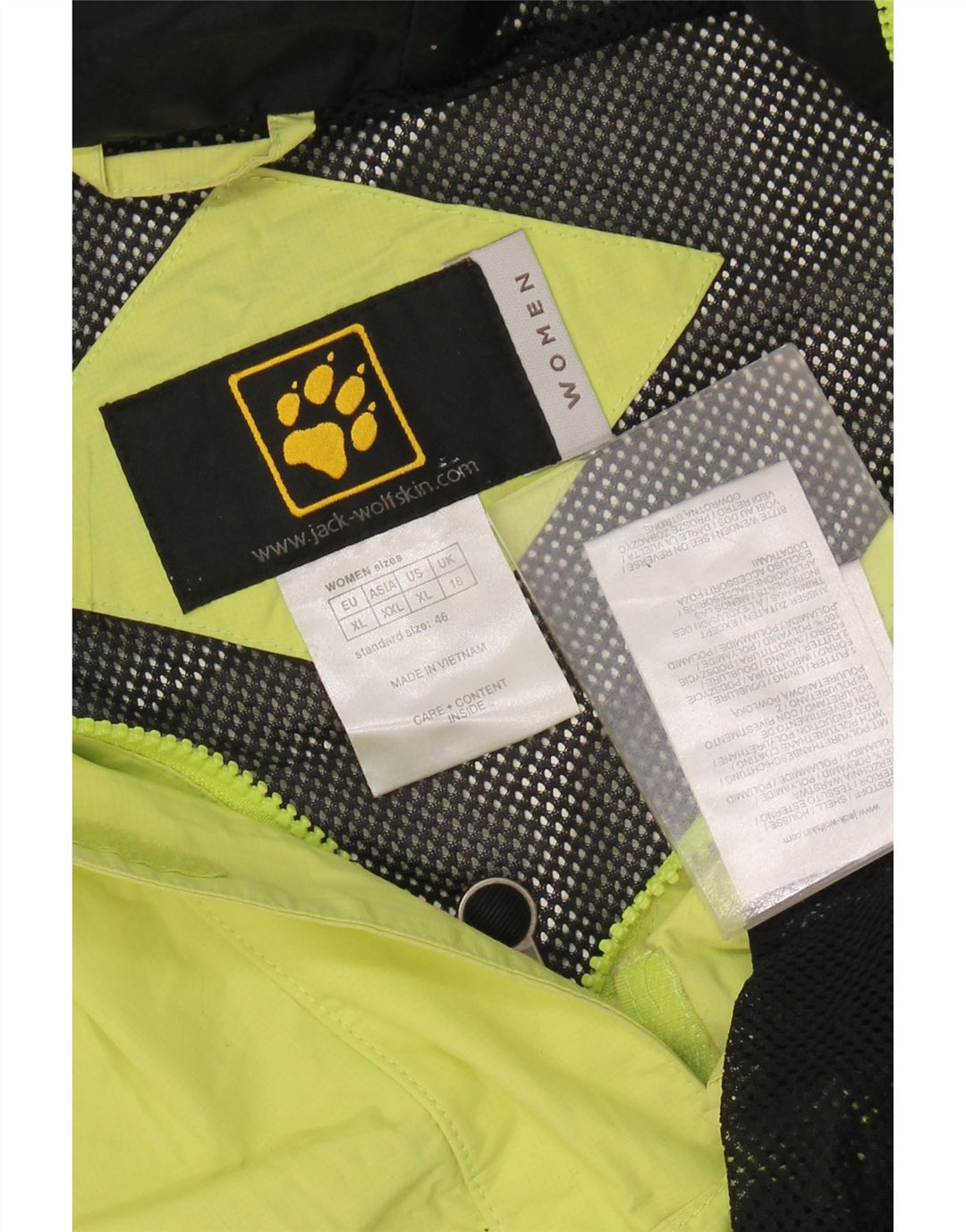 JACK WOLFSKIN Ženska kišna jakna s kapuljačom UK 18 XL Zeleni poliamid