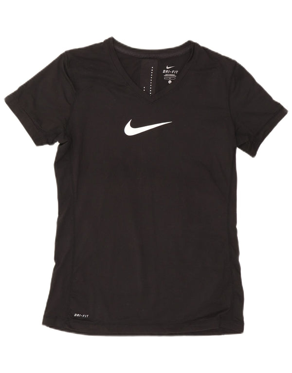Nike Ženska Dri Fit Graphic T-Shirt majica kratkih rukava UK 14 velika crna poliester