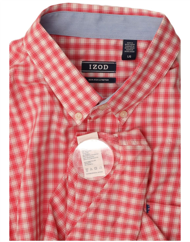IZOD Muška košulja kratkih rukava Veliki ružičasti karirani pamuk