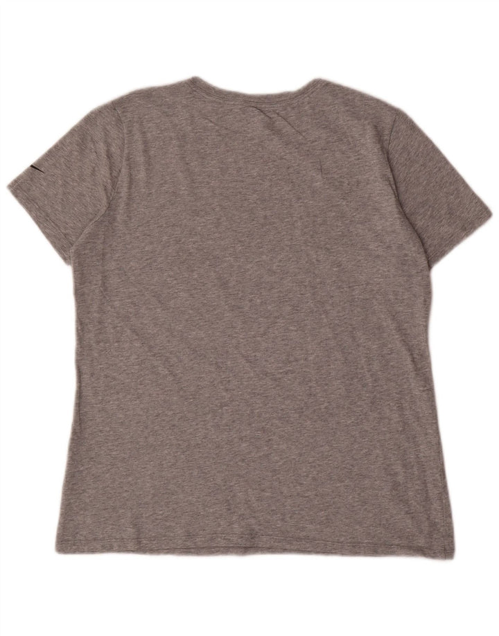 NIKE Ženska majica kratkih rukava Dri Fit Graphic Top UK 14 srednje sivi pamuk