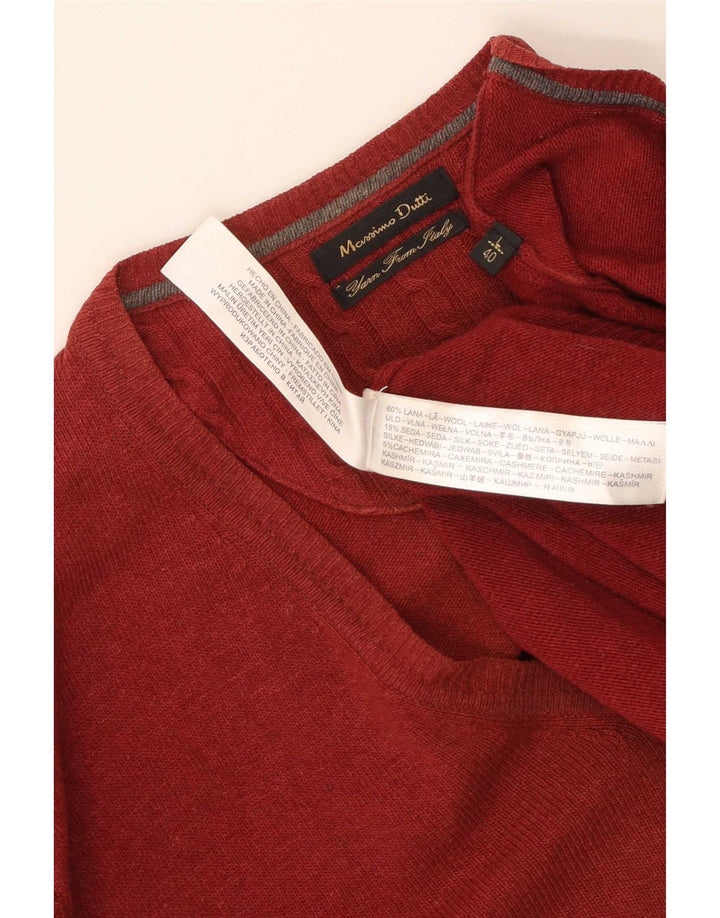 Veliki crveni vuneni muški džemper s V-izrezom Massimo Dutti