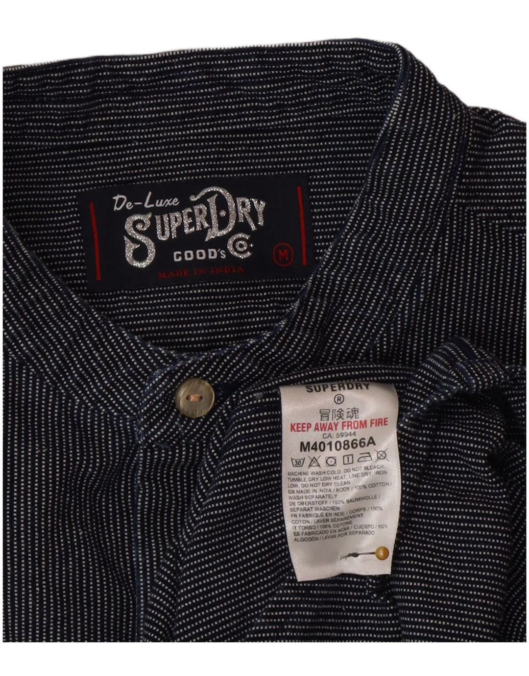Superdry muška košulja srednje tamnoplave pruge od poliestera