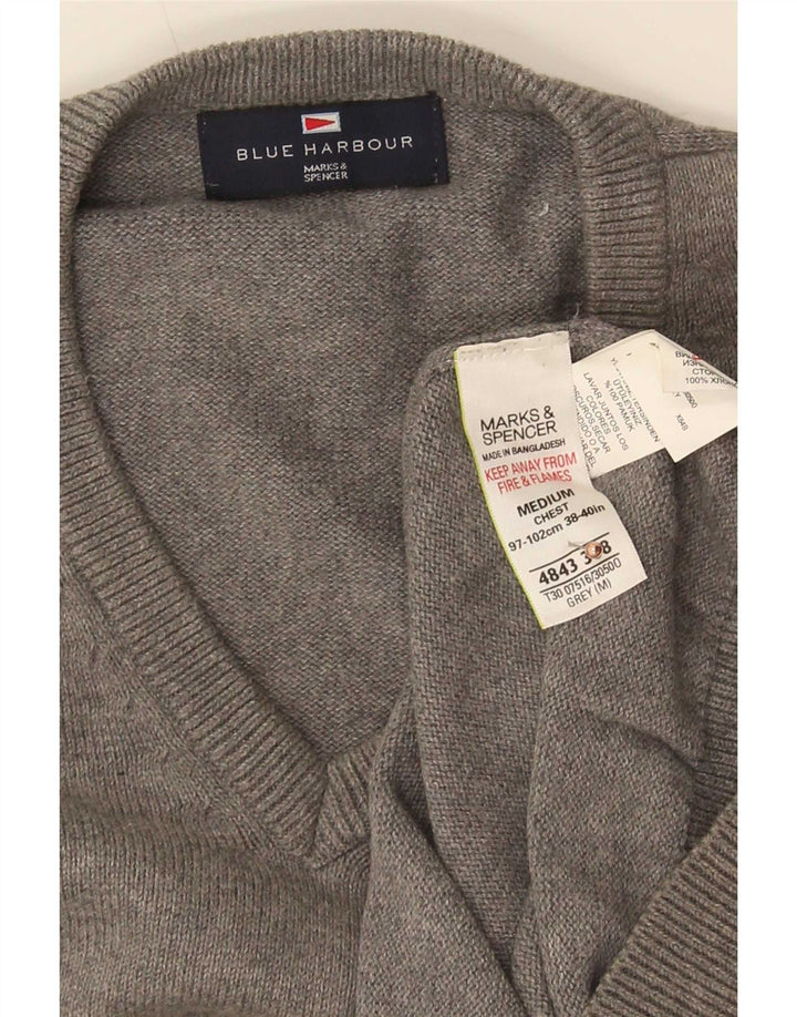 Marks & Spencer muški plavi Harbor džemper s V izrezom srednje sivi pamuk