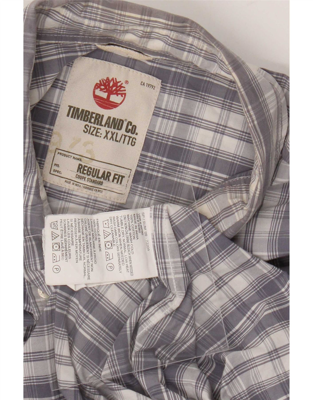 Timberland muška košulja standardnog kroja 2XL sivi karirani pamuk