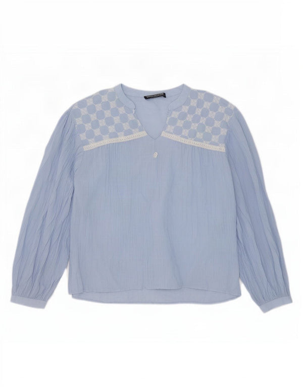 Zara ženska gornja prevelika bluza dugih rukava UK 18 XL plava geometrijska