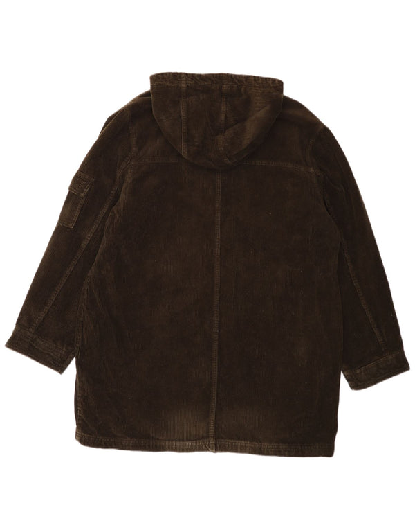 EDDIE BAUER Ženski preveliki kaput od samta s kapuljačom UK 16 Veliki kaki pamuk