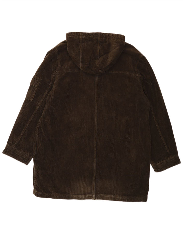 EDDIE BAUER Ženski preveliki kaput od samta s kapuljačom UK 16 Veliki kaki pamuk