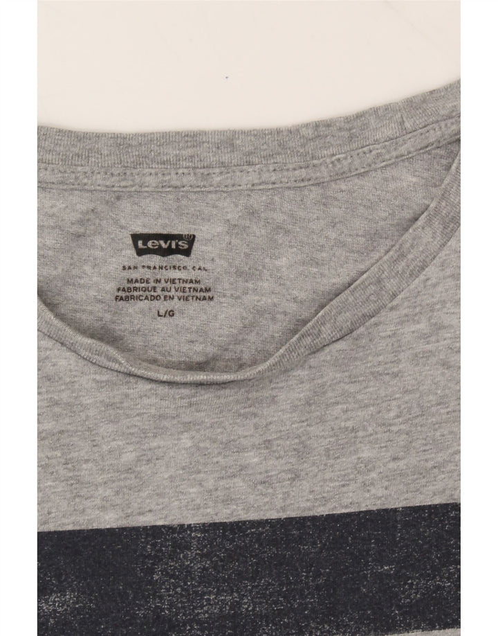 LEVI'S Mens Graphic T-Shirt Top Large Grey Cotton Vintage Levi's and Second-Hand Levi's from Messina Hembry 