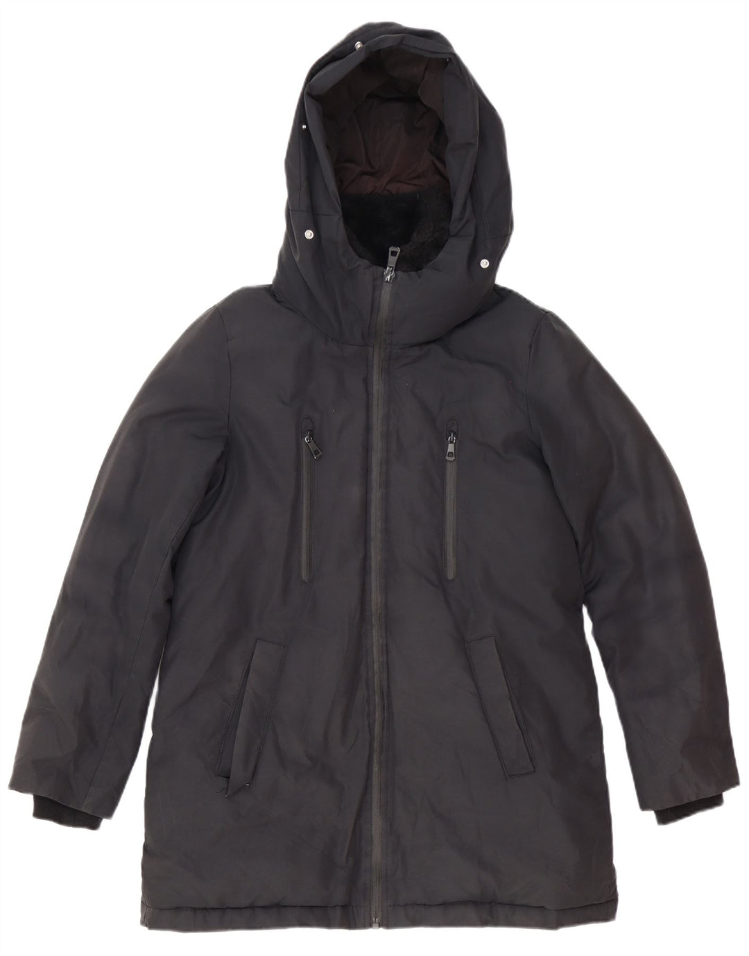 Zara ženska parka jakna s kapuljačom UK 6 XS crni poliester