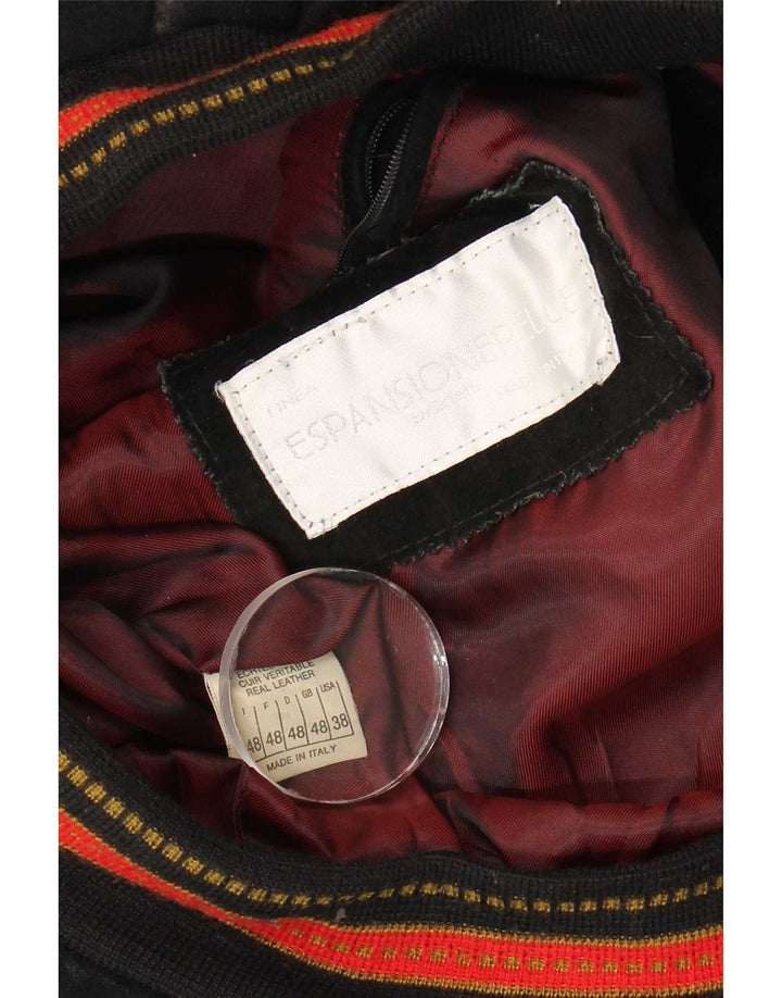 Vintage muška bomber jakna od brušene kože IT 48 srednje crne prugaste kože