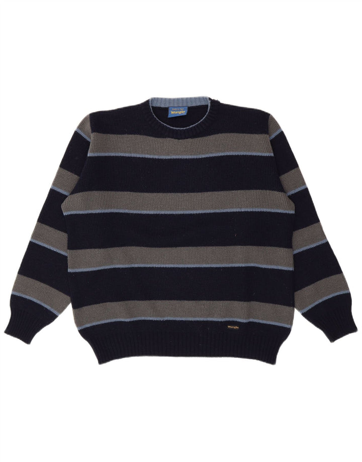 Wrangler muški džemper s okruglim izrezom srednje tamnoplave pruge