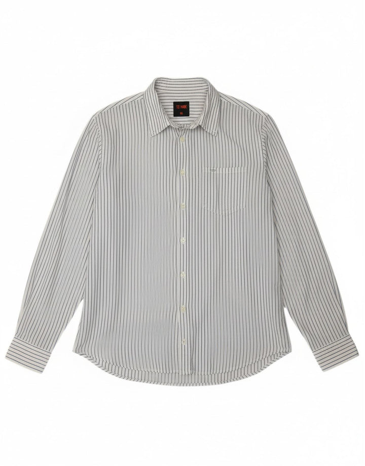 SUN68 Mens See Through Shirt XL White Striped Cotton Classic
