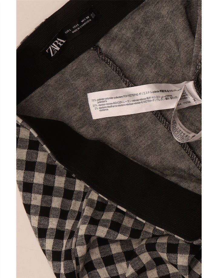 Zara ženske tajice velike W30 L29 sivi gingham poliester