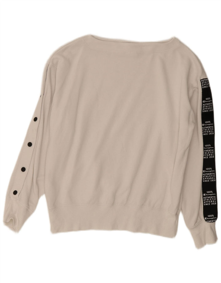 CHAMPION Womens Graphic Sweatshirt Jumper UK 14 Medium White Colourblock