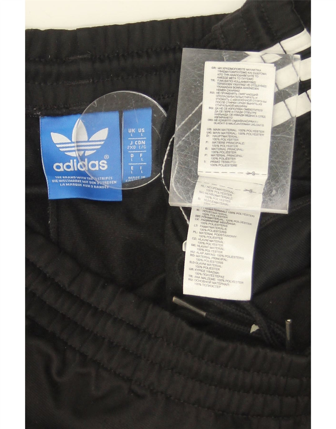 ADIDAS Mens Tracksuit Trousers Large Black Polyester Vintage Adidas and Second-Hand Adidas from Messina Hembry 