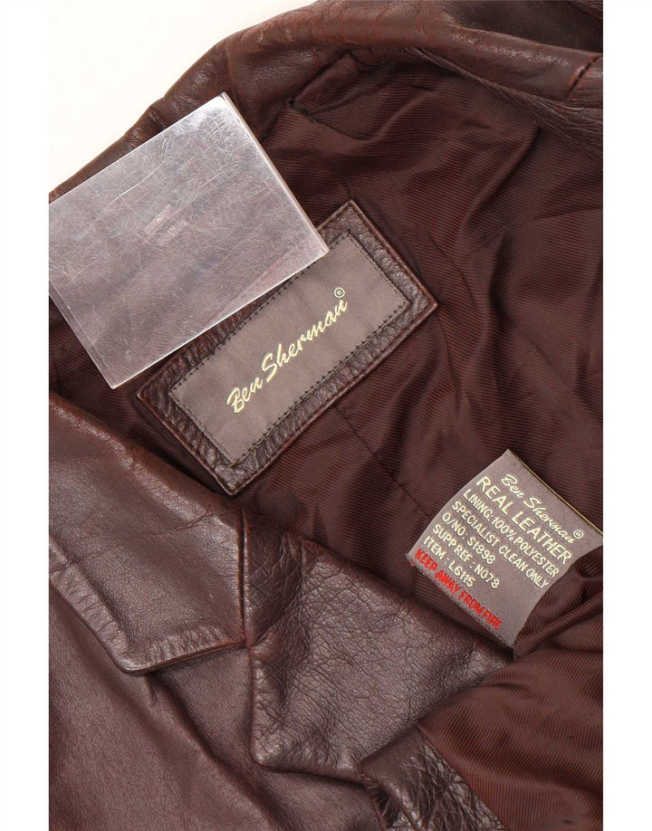 Ben Sherman muška kožna jakna s 3 gumba UK 38 srednje smeđa