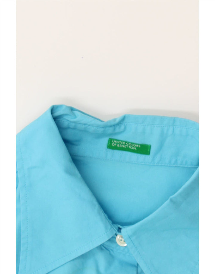 BENETTON Womens Sleeveless Shirt UK 14 Medium Blue Cotton Vintage Benetton and Second-Hand Benetton from Messina Hembry 