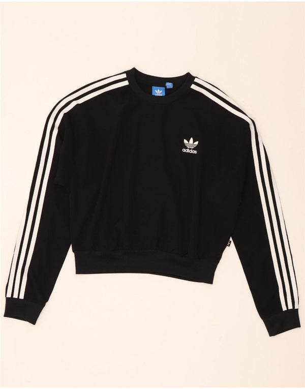 Adidas ženski kratki džemper prekomjerne majice UK 8 mali crni poliester