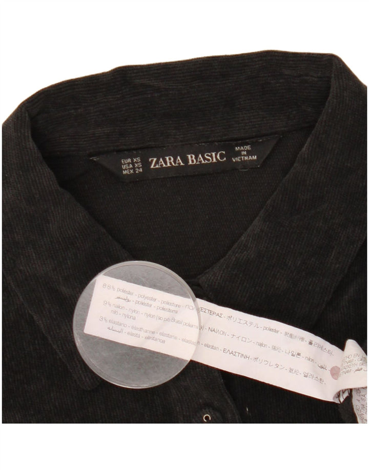 Zara ženska prevelika košulja od samta UK 6 XS crni poliester