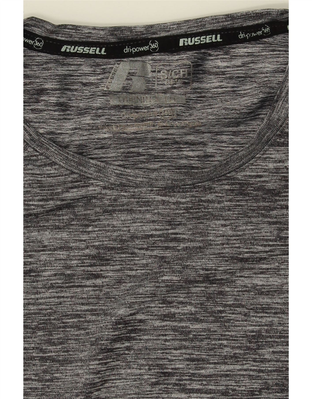 RUSSELL ATHLETIC Mens T-Shirt Top Small Grey Flecked Polyester Vintage Russell Athletic and Second-Hand Russell Athletic from Messina Hembry 