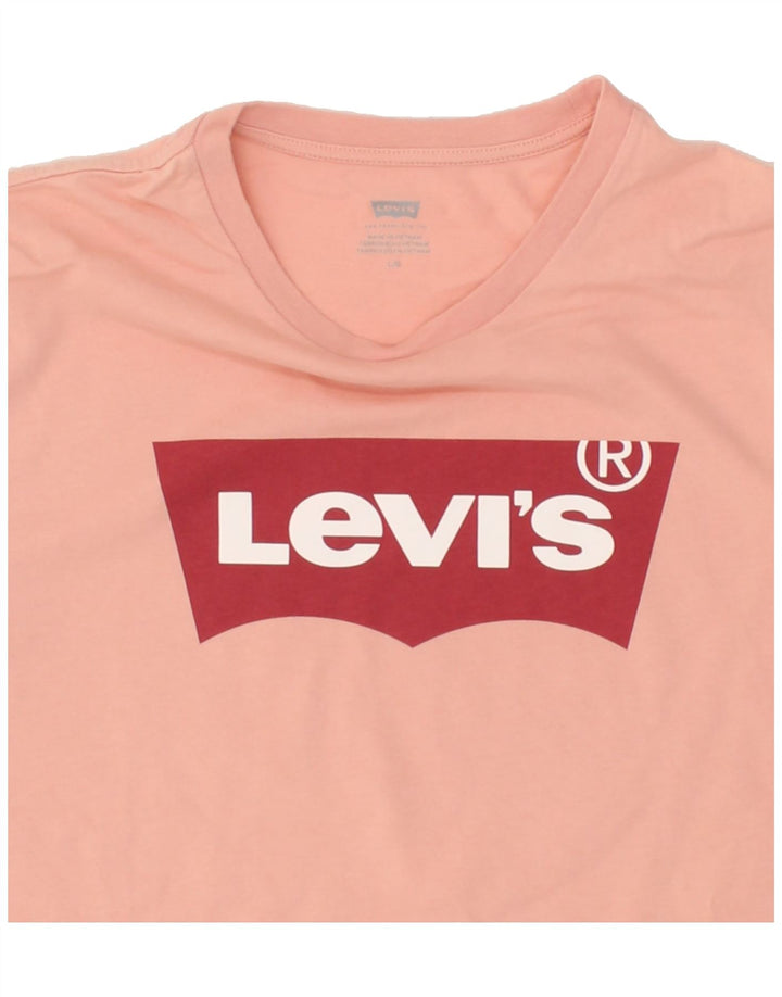 LEVI'S Womens Graphic T-Shirt Top UK 16 Large Pink Vintage Levi's and Second-Hand Levi's from Messina Hembry 