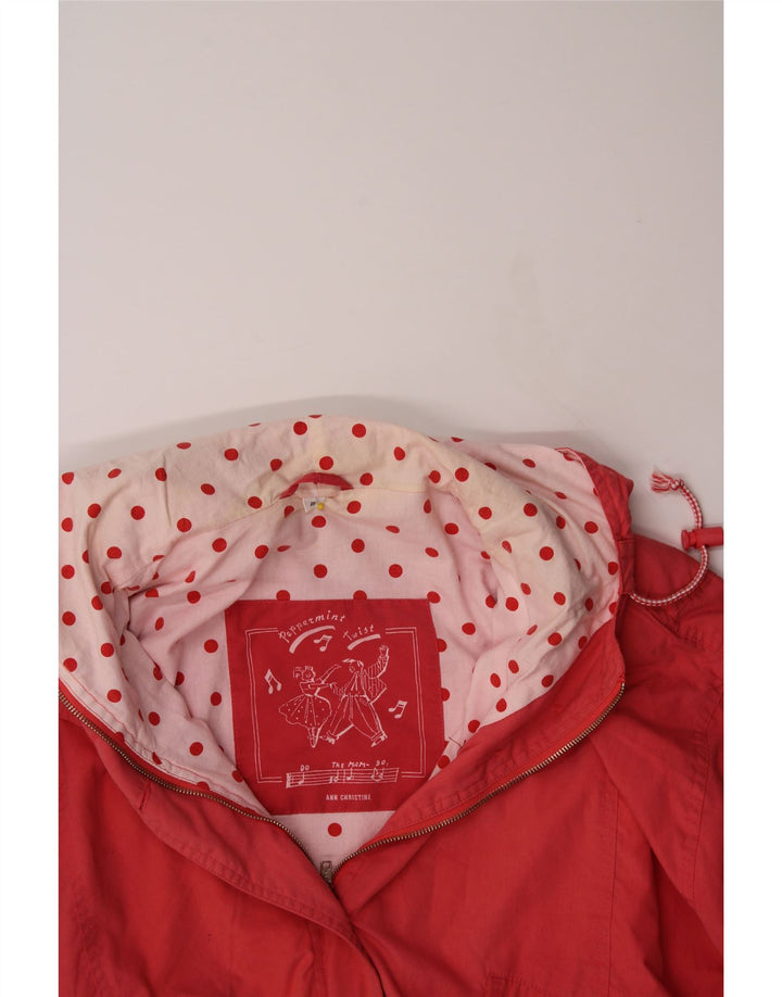 VINTAGE Womens Oversized Hooded Bomber Jacket UK 10 Small Pink Polyester Vintage Vintage and Second-Hand Vintage from Messina Hembry 