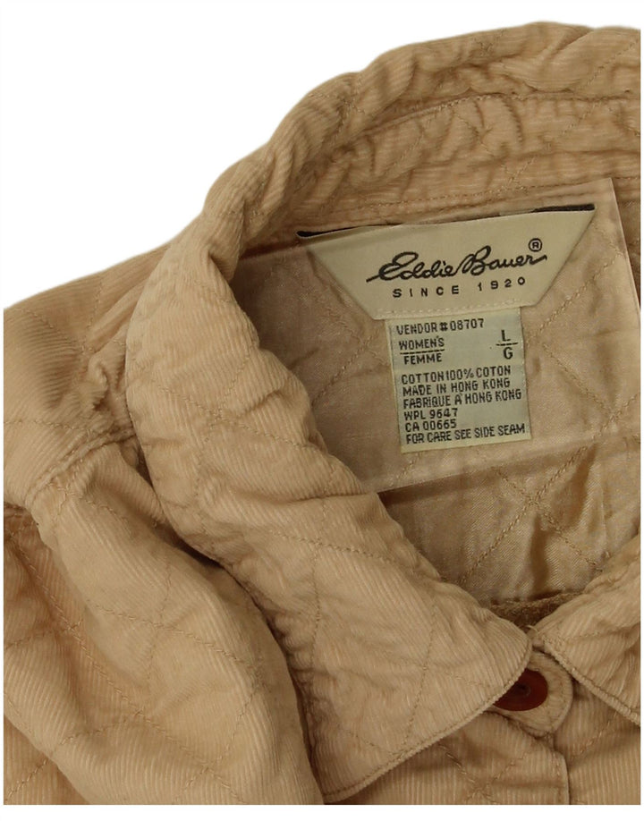 EDDIE BAUER Ženska prevelika košulja od samta UK 16 Velika bež pamuk