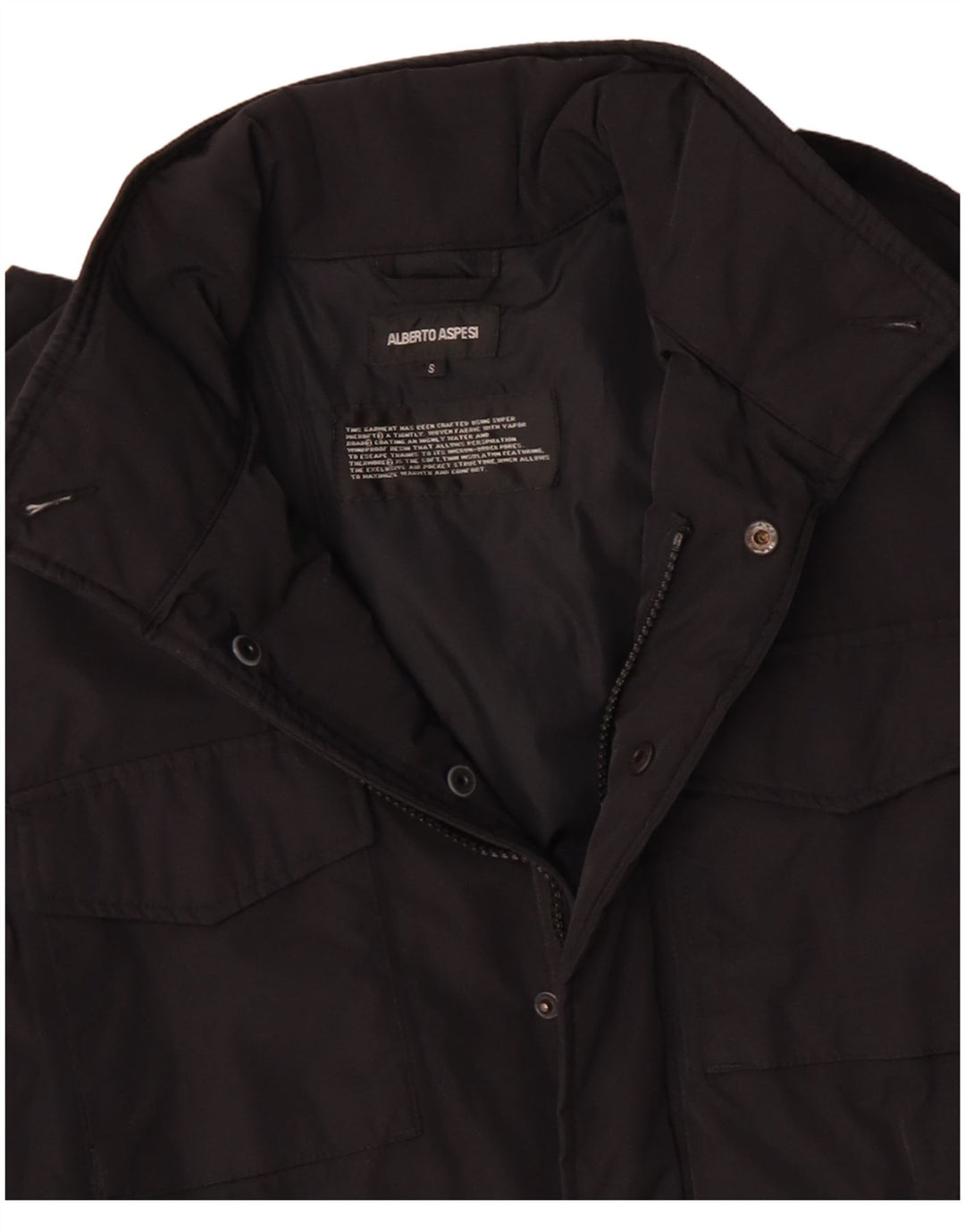 Alberto Aspesi muška vojna jakna s kapuljačom UK 36 mali crni poliester