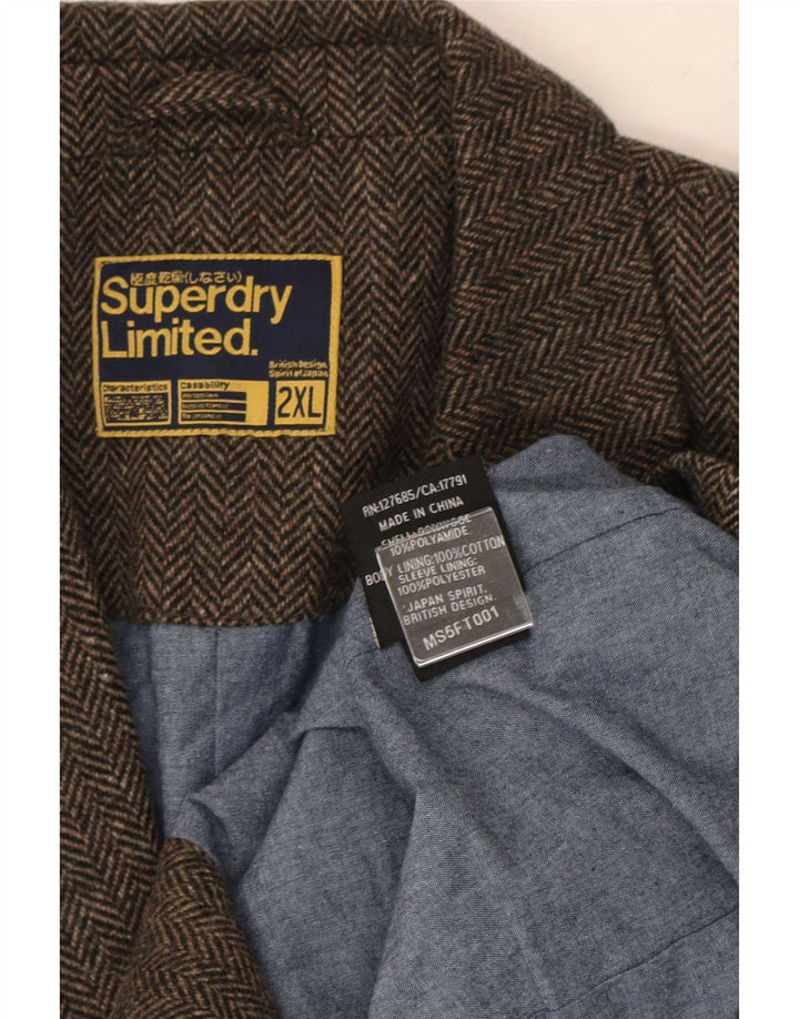 Superdry muška jakna sa 2 gumba UK 44 2XL smeđa riblja kost pamuk