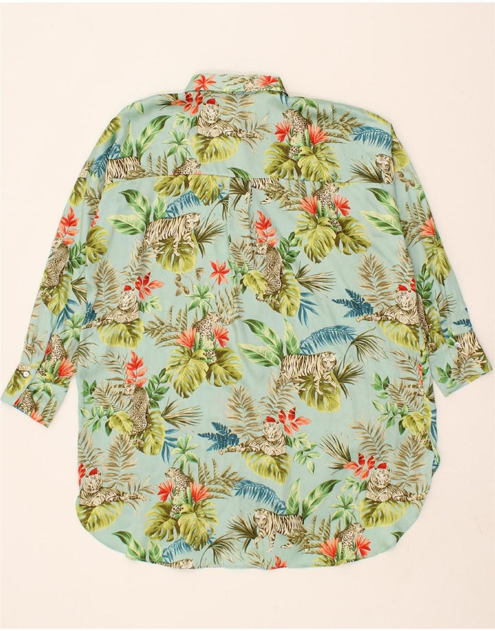 ZARA Womens Shirt Dress UK 14 Medium Blue Floral Polyester Vintage Zara and Second-Hand Zara from Messina Hembry 