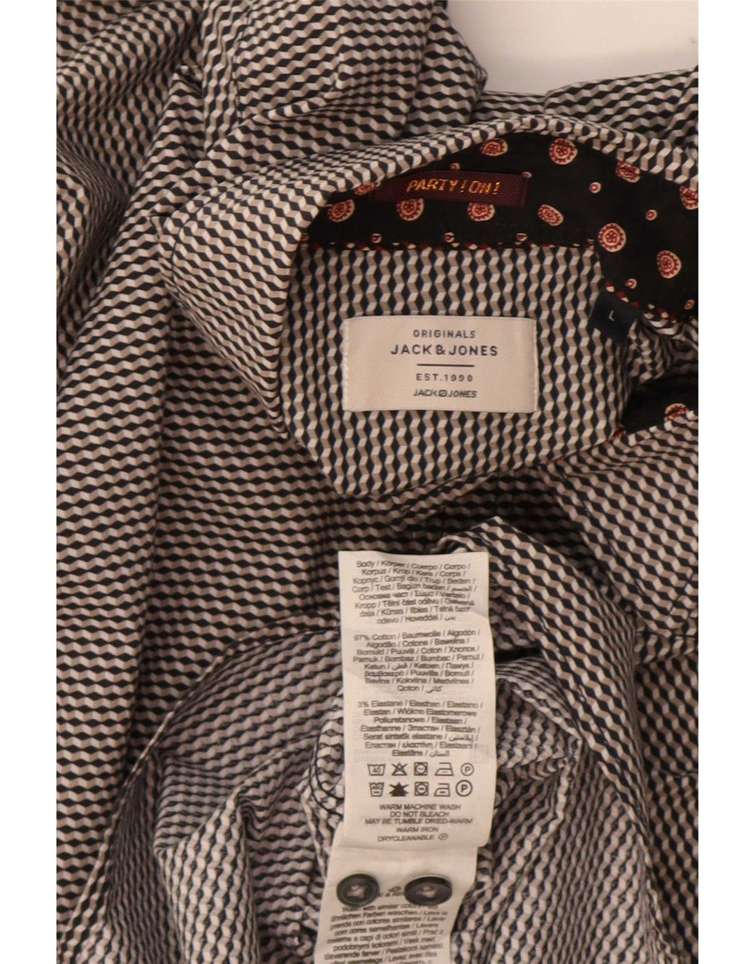 Jack & Jones muška košulja veliki sivi geometrijski pamuk