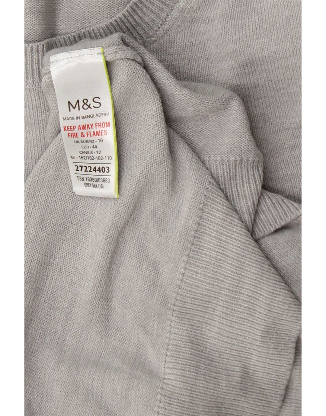 Marks & Spencer ženski džemper s okruglim izrezom UK 16 veliki sivi