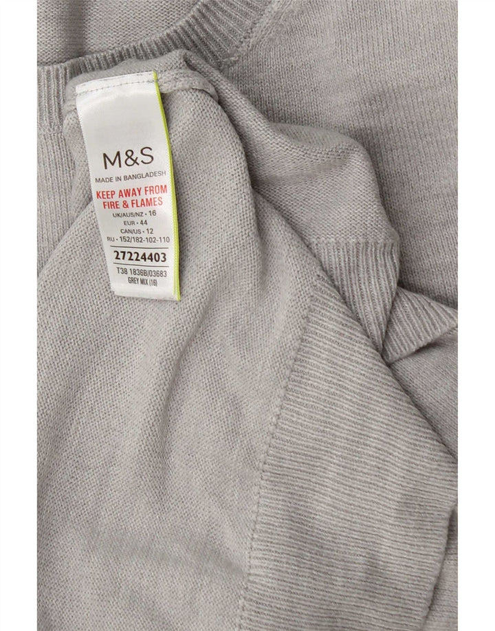 Marks & Spencer ženski džemper s okruglim izrezom UK 16 veliki sivi
