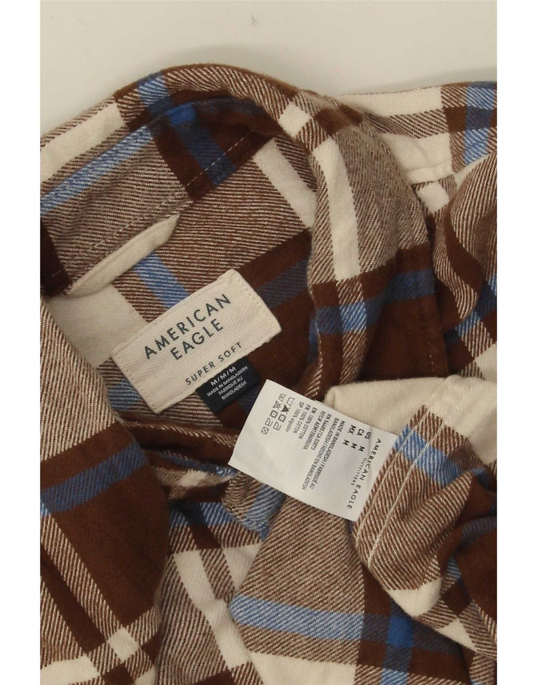 American Eagle muška flanelska košulja srednje smeđeg kariranog pamuka