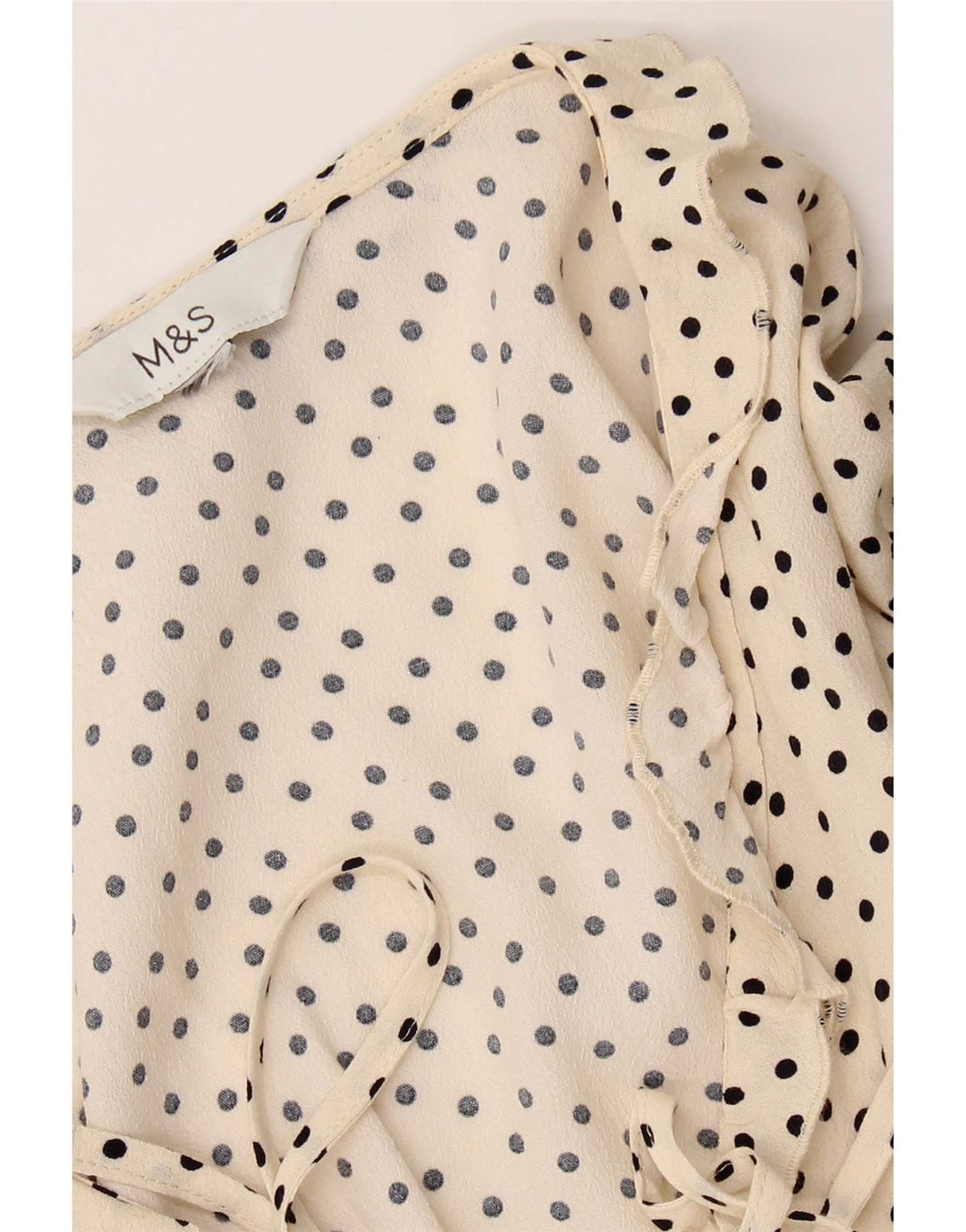 Marks & Spencer Ženski gornji dio bluze s volanima UK 18 XL Off bijeli točkica