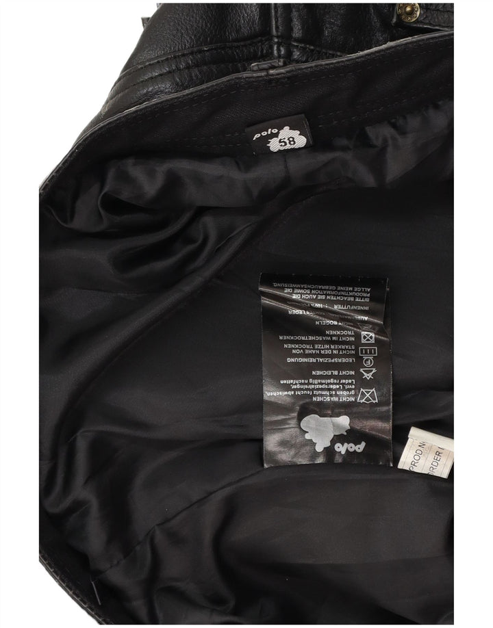 POLO muške ravne kožne hlače W38 L31 crna koža