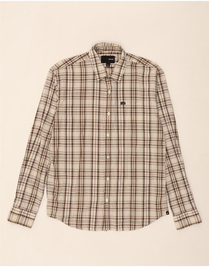 HURLEY Mens Shirt Large Beige Check Cotton Vintage Hurley and Second-Hand Hurley from Messina Hembry 