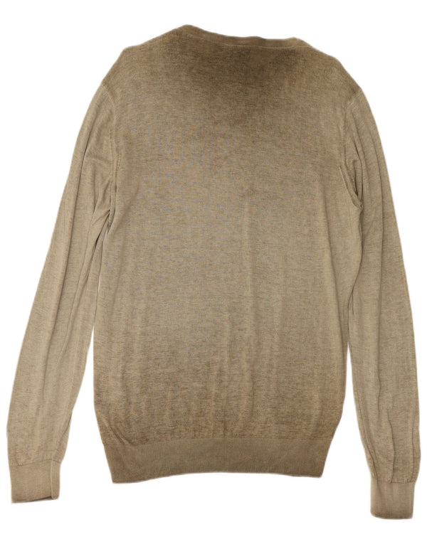 ARMANI JEANS Muški pulover s morskim izrezom 2XL kaki pamuk