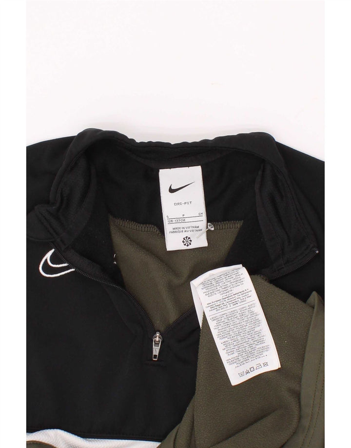 Nike Boys Dri Fit Pullover Trenirka Top 8-9 Years Small Khaki Colourblock