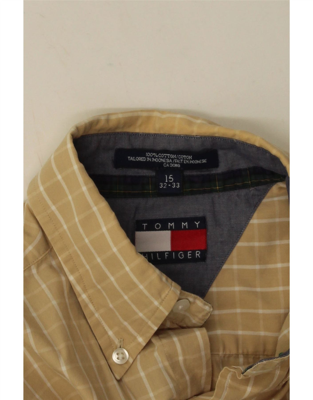 Tommy Hilfiger muška košulja veličina 15 srednje bež karirani pamuk