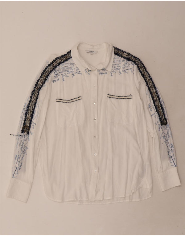 Desigual ženska bluza košulja s grafičkim motivima UK 10, mala bijela boja, viskoza