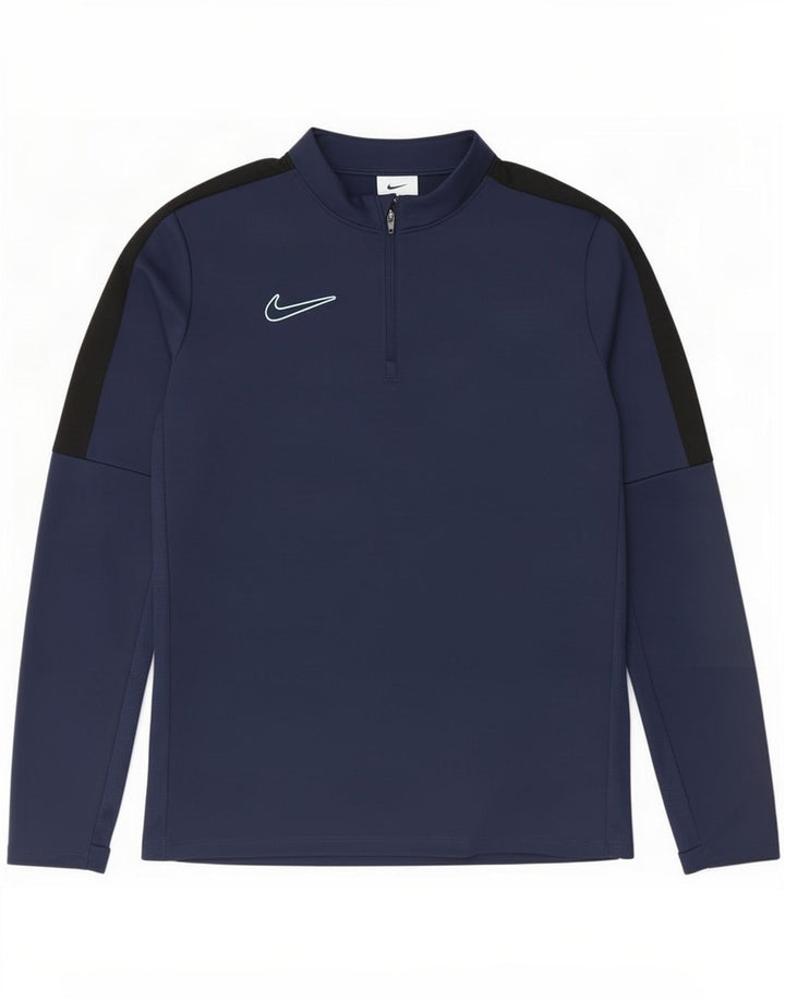 Nike Boys Dri Fit Pullover Trenirka Top 6-7 Year Large tamnoplava