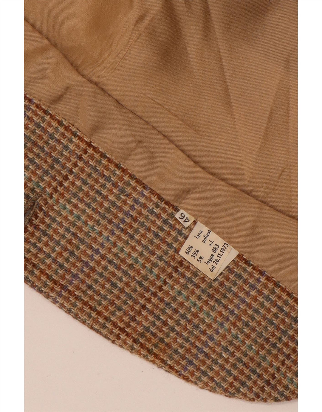Vintage ženski sako sa 2 gumba IT 46 veliki smeđi karirani vuneni