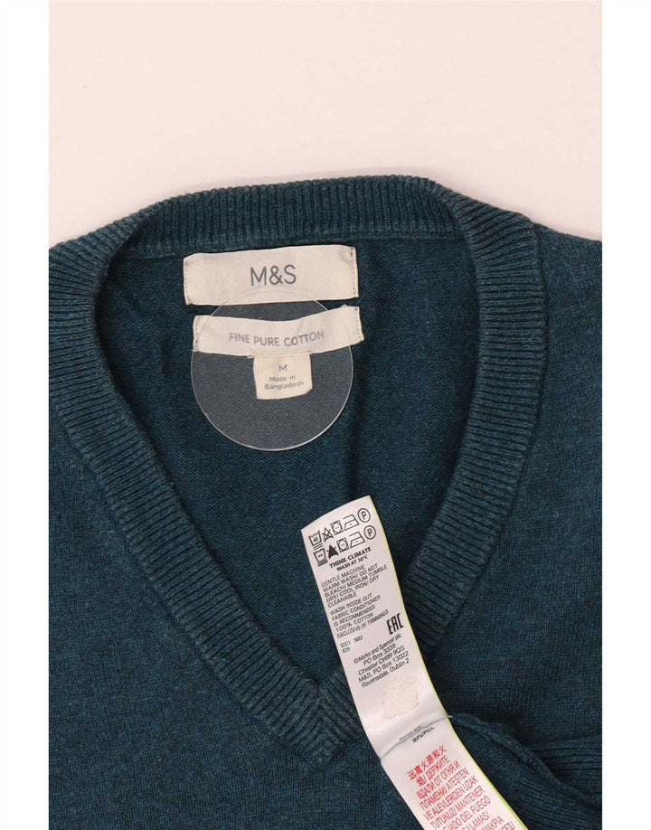 Marks & Spencer muški džemper s V-izrezom Srednje zeleni pamuk
