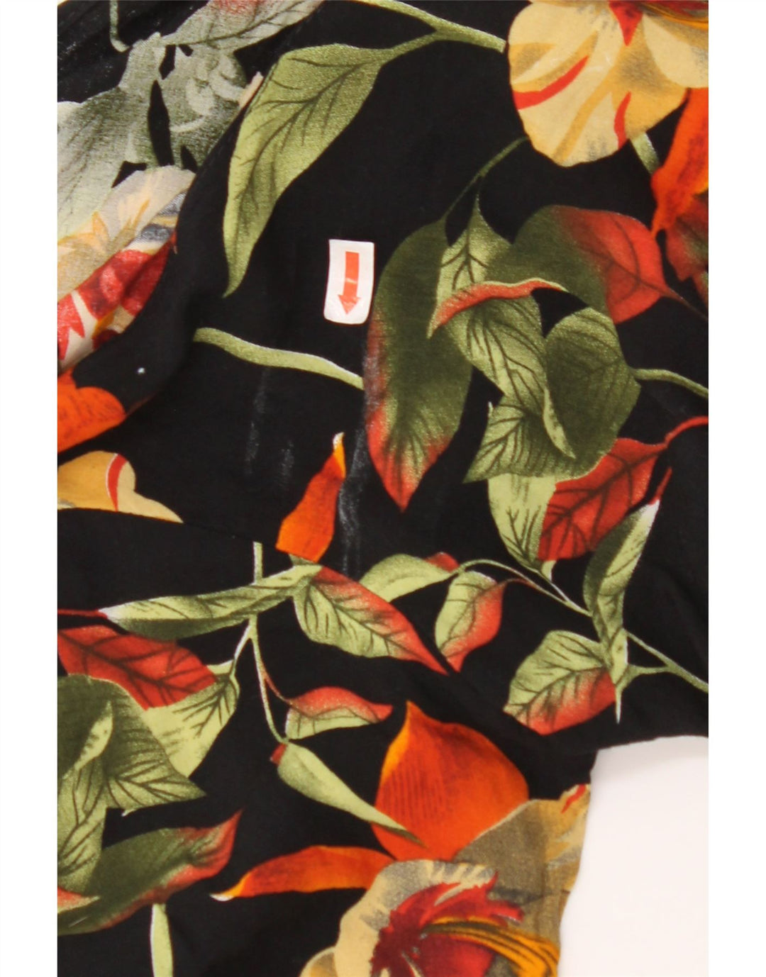 VINTAGE Ženska skraćena košulja bluza UK 12 Srednje crna cvjetna viskoza