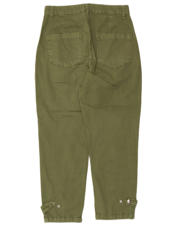 Zara Womens High Waist Tapered Chino Trousers EU 34 2XS W24 L24 Green