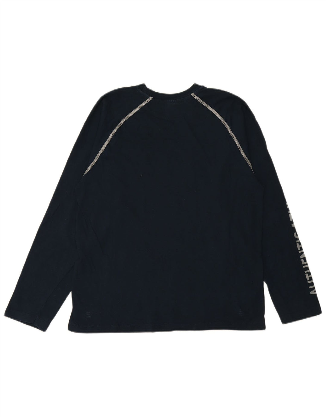 CHAMPION Mens Graphic Top Long Sleeve Small Navy Blue Cotton