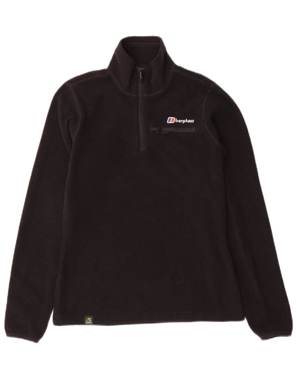 Berghaus Womens Zip Neck Fleece Jumper UK 8 Small Black Polyester