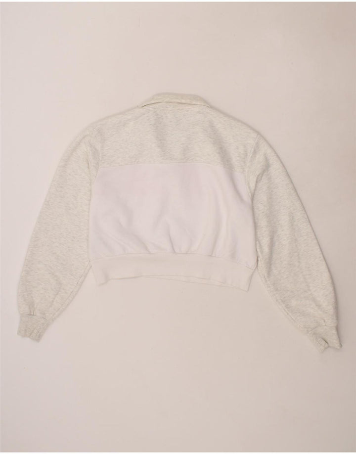 ELLESSE Womens Graphic Zip Neck Sweatshirt Jumper UK 12 Medium White Vintage Ellesse and Second-Hand Ellesse from Messina Hembry 
