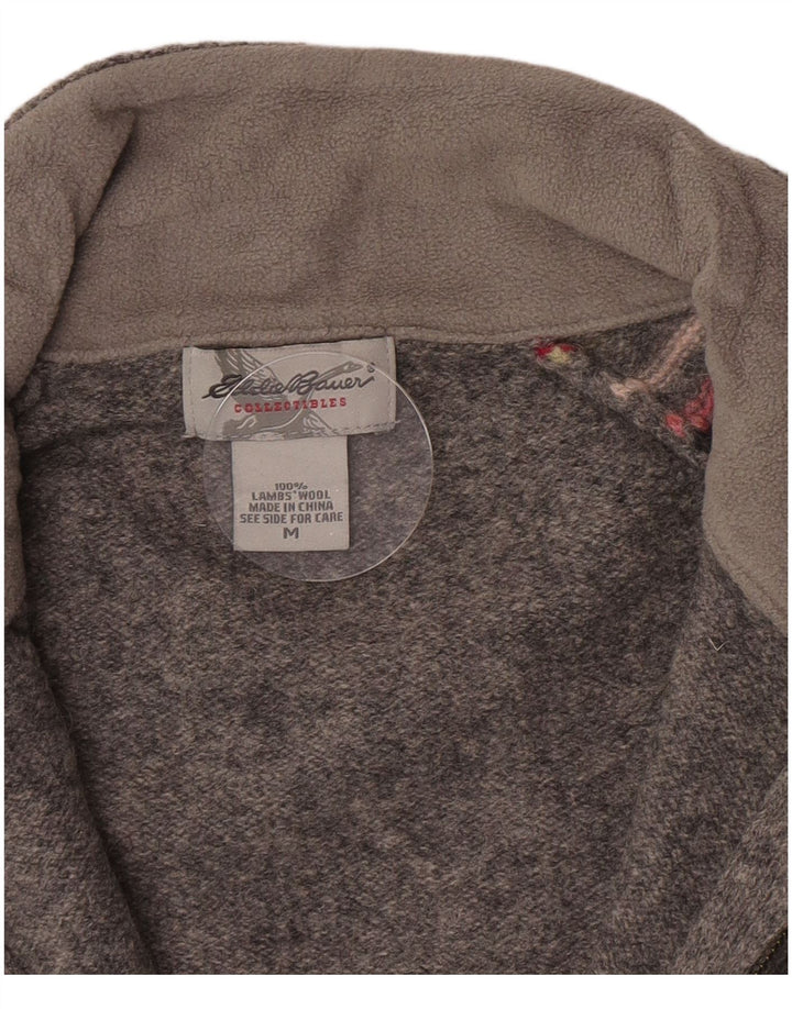 Eddie Bauer ženski kardigan džemper UK 12 srednje sive pruge od janjeće vune
